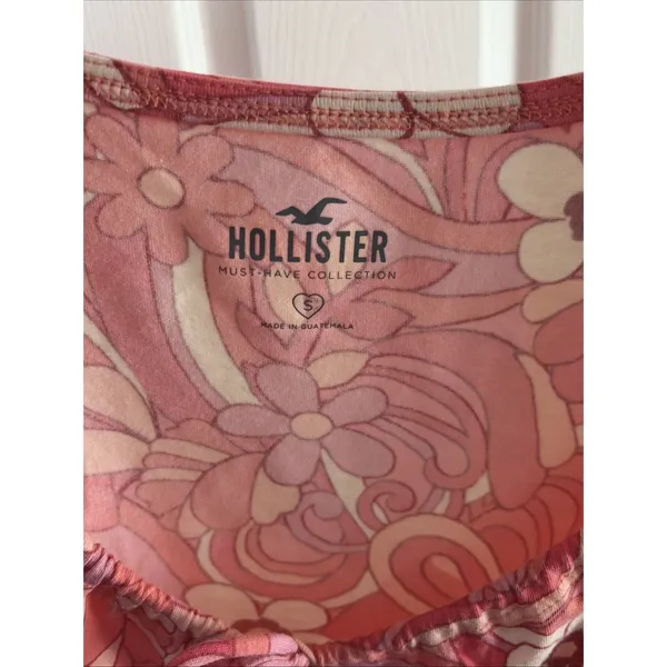 Hollister Retro Floral Baby Tee Womens Size S‎ Pink Psychedelic Y2K Cotton Top - Image 3