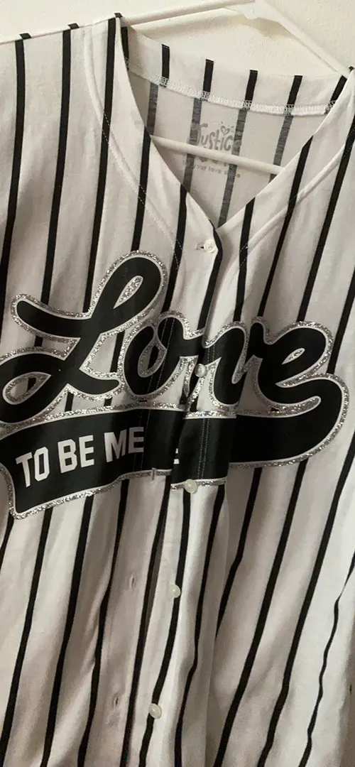 Tumblr Style Striped Baseball Shirt White Size 14 - Image 3