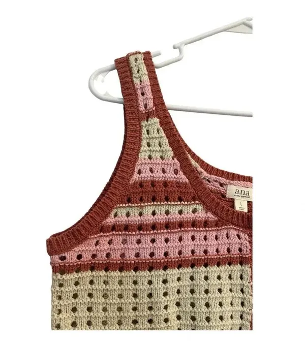 a.n.a Knit Button Sweater Stripe Vest // Size Large - Image 4