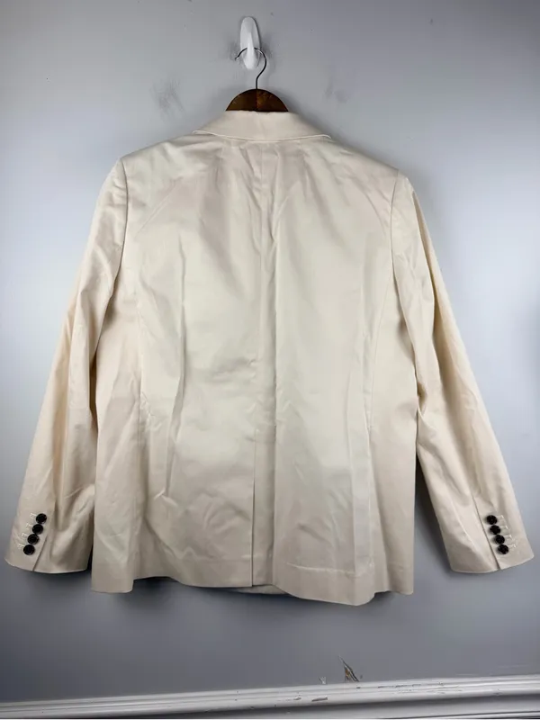 J. Crew Double-breasted Alfie blazer in lightweight chino in cream size 12 READ - Image 5