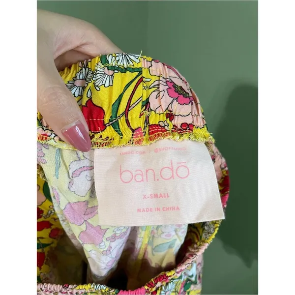Ban.do Floral Lounge Flowy Shorts Size XS Rayon Retro Inspired 60s Vintage Charm - Image 4