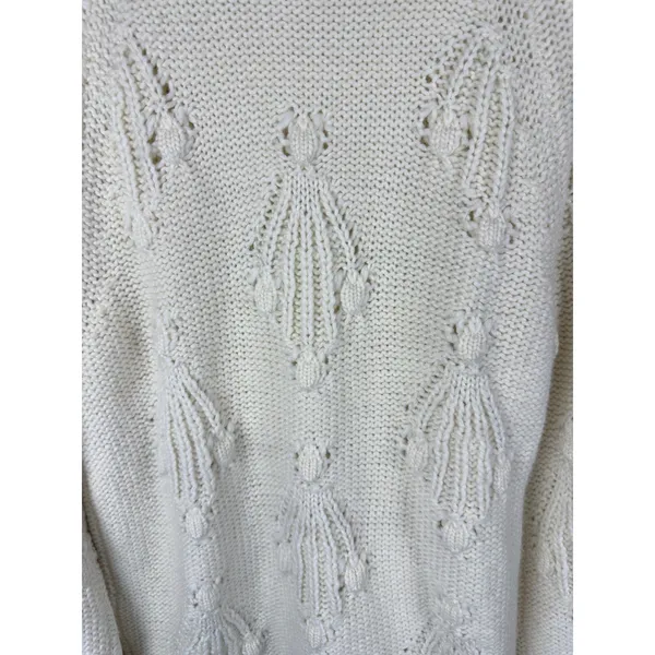 GAP Women’s Chunky Cable Pointelle Popcorn Knit Crewneck Sweater Size S Tall - Image 8