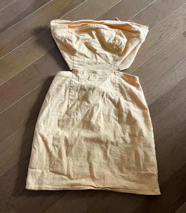 Orange Strapless Bodycon Mini Dress - Image 2