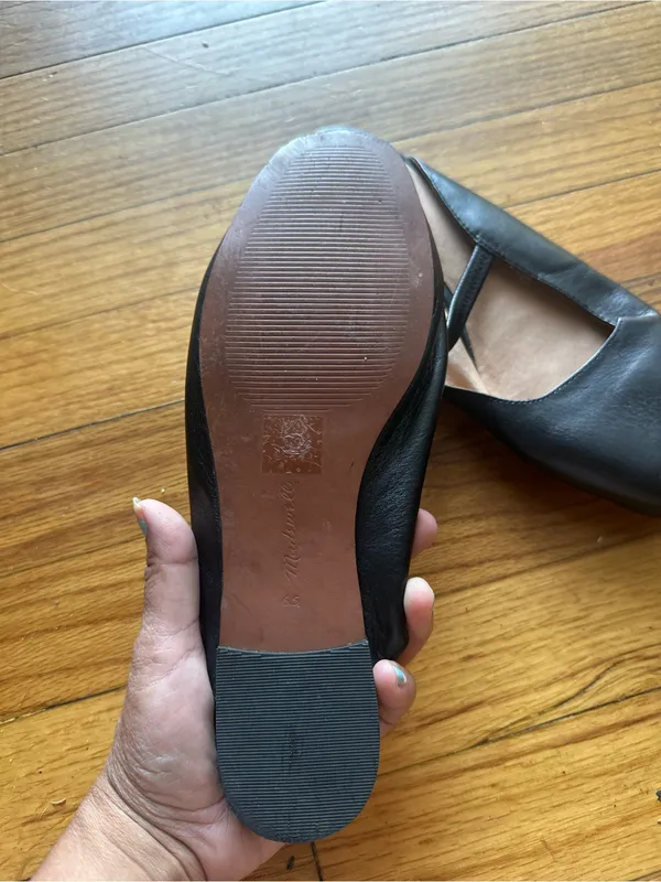 Madewell The Greta Ballet Flat Mule Black Leather Square Toe Slip On 6.5 - Image 3