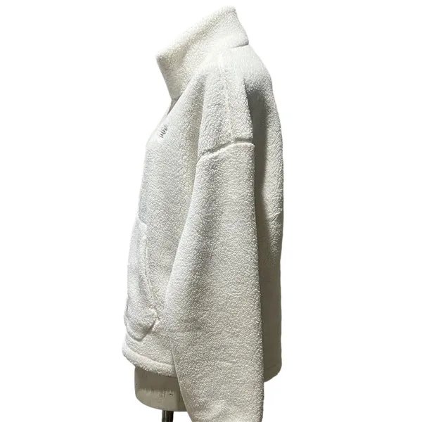 New Balance Women's White Sherpa Half Zip Pullover Jacket Size L Winter Warm - Image 4