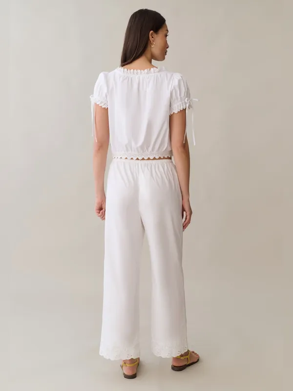 NWT Few Moda Wendy Cotton Top size XS white eyelet lace Sorella crop - Image 4