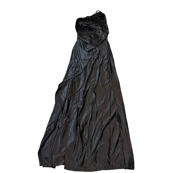 NWT OYS Size Medium Black Wedding Prom One Shoulder‎ Satin Ruched Bodycon Maxi - Image 3