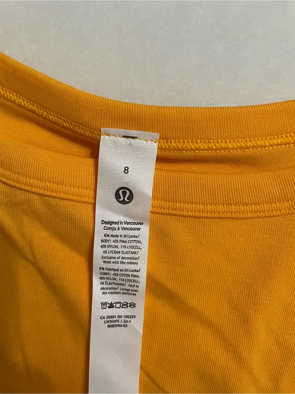 Lululemon NWT Ribbed Held Tight Short Sleeve Shirt Crop Top Orange Size 8 - Image 5