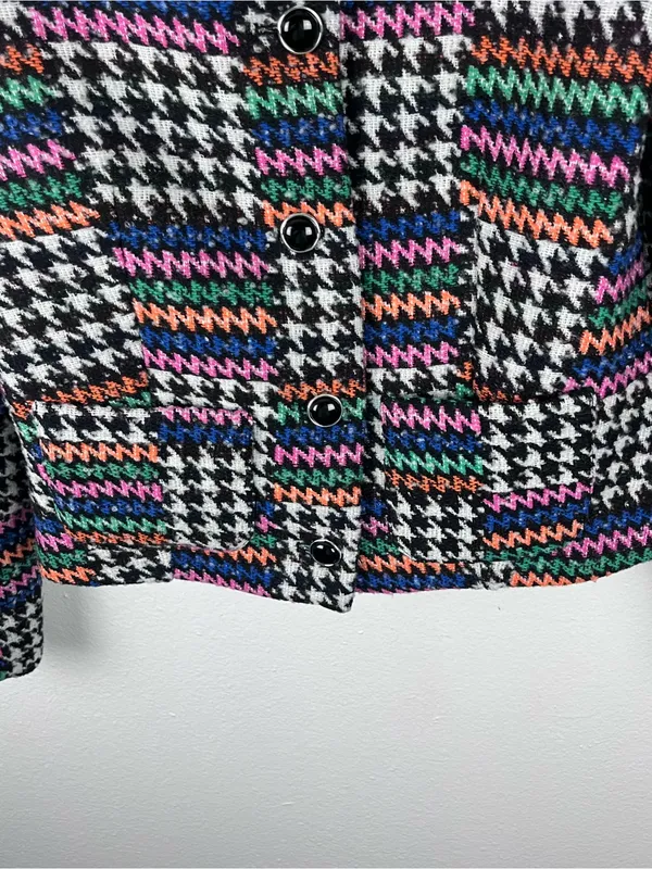 AMANDA UPRICHARD Tweed Multicolored Button Lined Patches Blazer Size Small Chic - Image 11