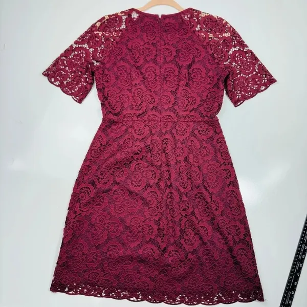 Madewell Lace Magnolia Shift Mini‎ Dress Burgundy Size 4 - Image 10