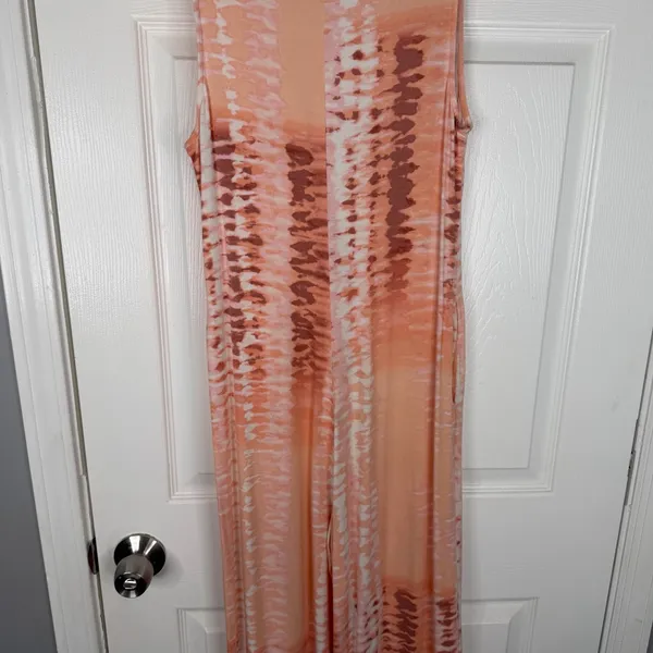 Sz S Tart $108 MSRP NWOT Rayon Peach Tie Die Jumpsuit - Image 9