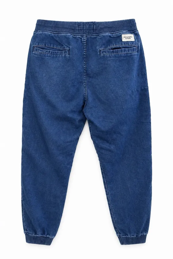 Abercrombie & Fitch Womens M Denim Jogger Jeans Blue Drawstring Stretch - Image 3