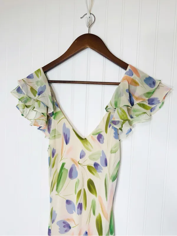 ASTR Wisteria Floral Chiffon Maxi Dress Small Wedding Guest Garden Party Summer - Image 4