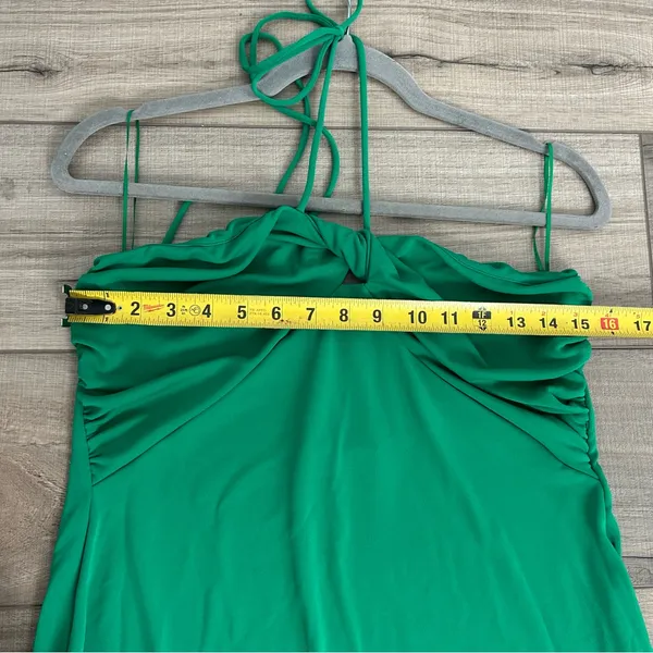 Zara Green Twist Front Halter Sleeveless Midi Seersucker Slip Dress NWT Large - Image 8
