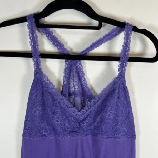 PINK Victoria's Secret Purple Lace Racerback‎ Cami Tank Top Size M Vintage Y2K - Image 2