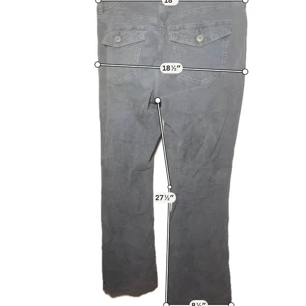 American Eagle Gray Corduroy Flare Pants Women Size 10 Regular Stretch Low Rise - Image 5