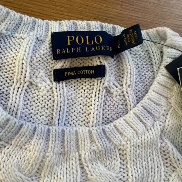 NWT Polo Ralph Lauren Pima Cotton Sweater White - Image 2