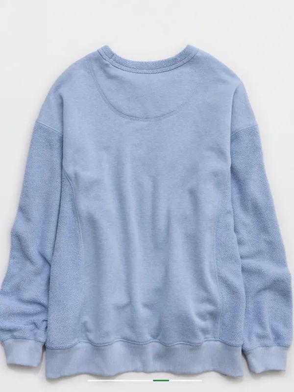 Aerie Très Chic Chenille Oversized Sweatshirt Mixed Media Blue Plus Size XXL NWT - Image 8