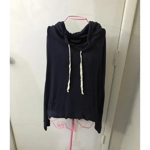 Abercrombie & Fitch Blue High Low Hoodie M Classic Casual Cozy Comfy Skater Twee - Image 5