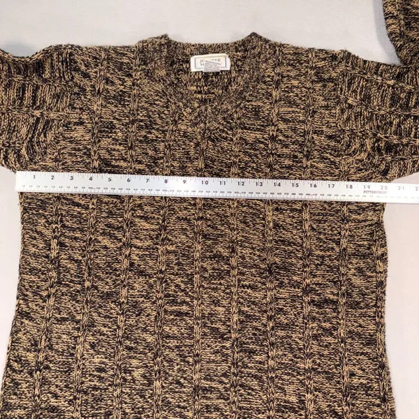 Vintage Jennifer Moore Marled Cable Knit V-Neck Sweater Brown Black Small - Image 5
