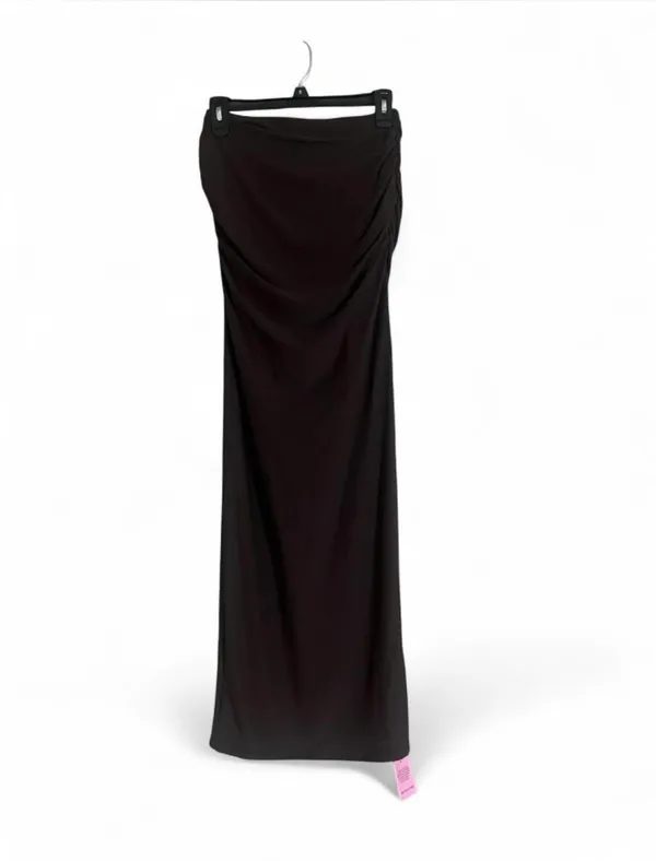 PrettyLittleThing Skirt Sz 4 Chocolate Soft Touch Ruched Waist Maxi Feminine - Image 3