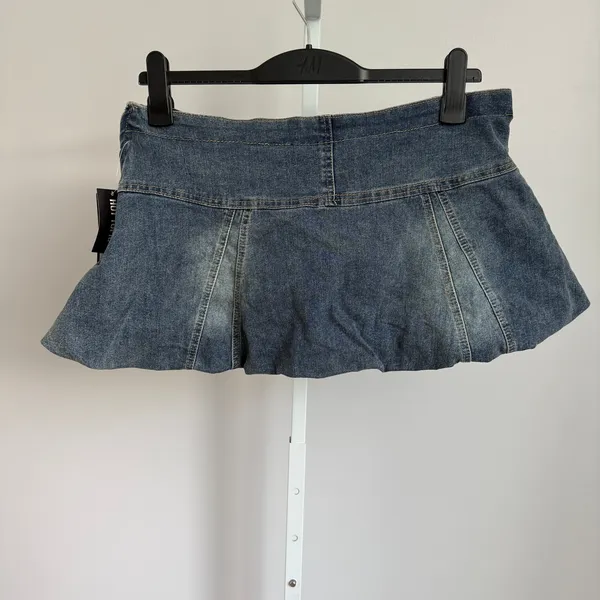 Almost Famous Hot Topic Y2K Bubble‎ Skirt Denim Mini Skirt XL Buckle Strap - Image 6