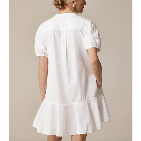 J.Crew Tall Delilah Dress Cotton Poplin Puff Sleeve Minimalist White Medium NWT - Image 2