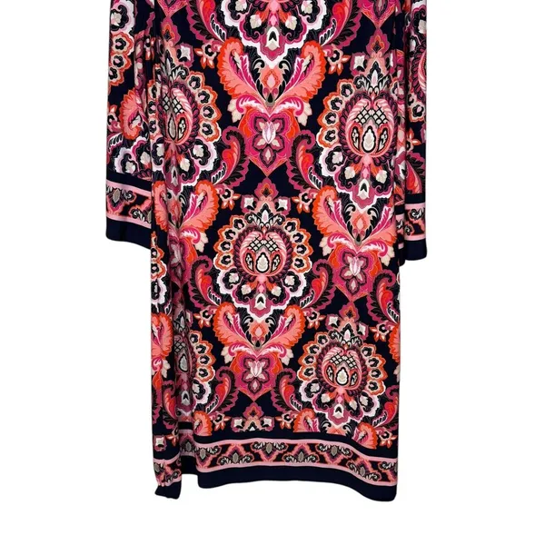 JH Womens Dress Shift Midi Long Sleeve Paisley Lined‎ Stretch Crew Neck Medium - Image 10