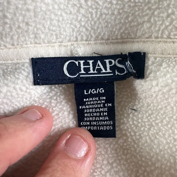 Chaps Vest Womens Large White Fleece Full Zip Pockets Mock Neck Buttons - Image 8
