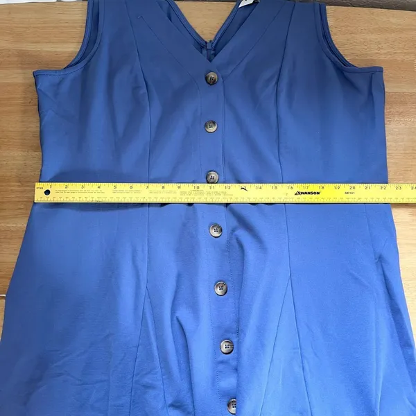 NWT Montgomery Post Blue Sleeveless Button Front A-Line Dress 3X - Image 8