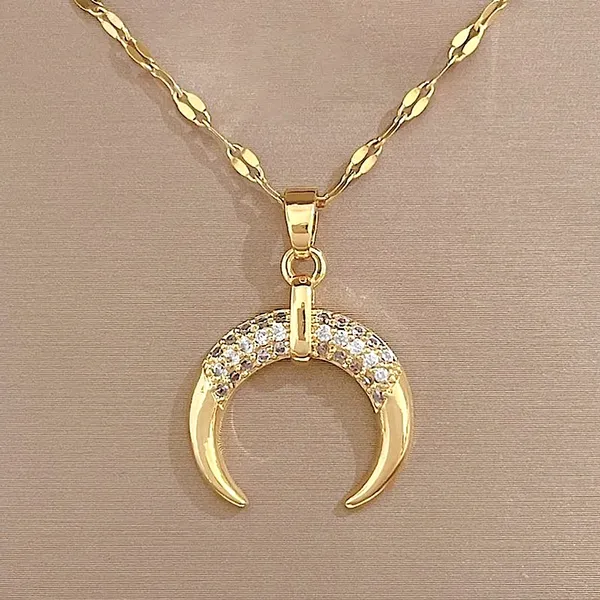 Boutique NEW Crescent Moon Pendant Necklace | 14k Gold Over‎ Sterling - Image 4