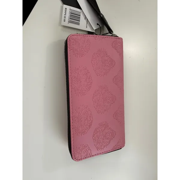 Ed Hardy Pink Vegan Leather Tiger Embossed Zip Around Wristlet Wallet Tattoo Art - Image 5