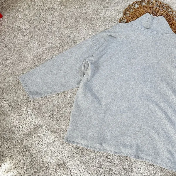 J.Crew University Terry Long Half-Zip Tunic Sweatshirt Heather Grey Cozy Chic - Image 10