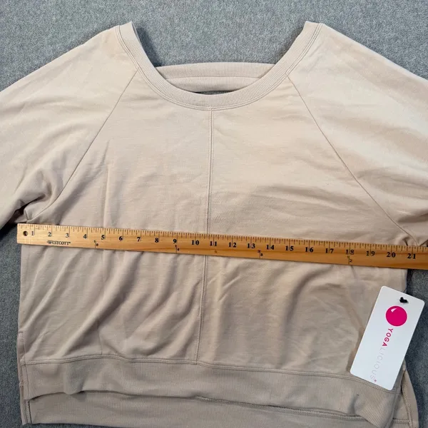 Yogalicious Stephanie Hi-Low Sweatshirt Women's Small Beige New Pullover - Image 5