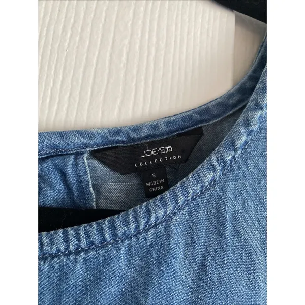 Joe's Jeans Collection Cold Shoulder Denim Shift Dress Womens Size S Blue Cotton - Image 4