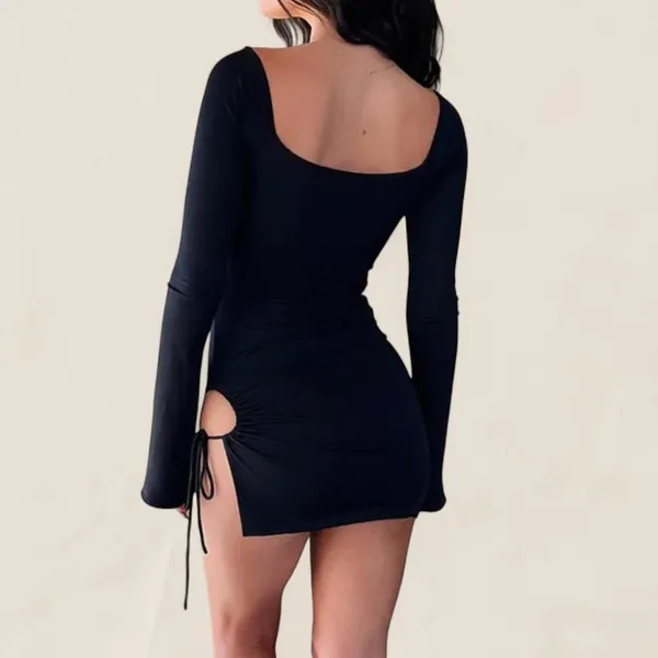 thatssofetch noor black mini dress size 2 cut out tie dark coquette whimsy goth - Image 3