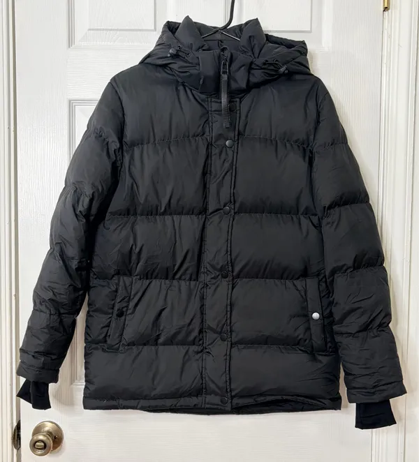 Quince Black Hooded Puffer Jacket Women’s S Quilted Winter Coat Outdoor Travel Gorpcore - Image 2