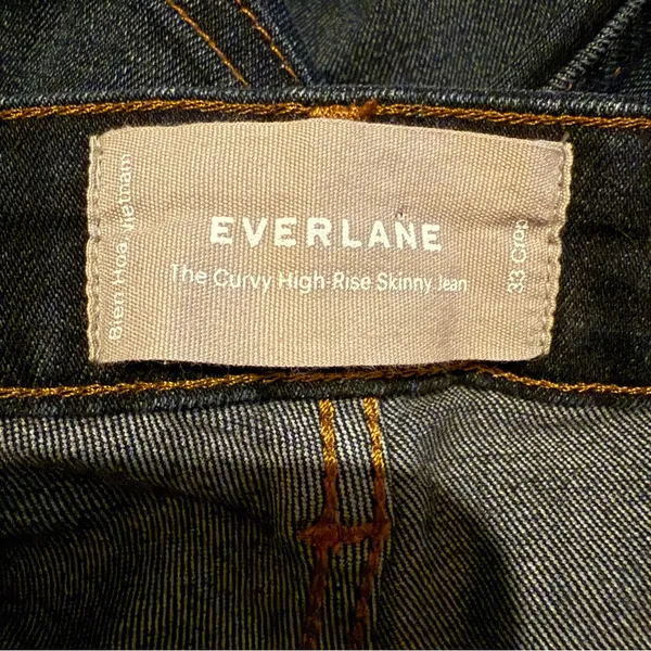 Everlane The Curvy High Rise Dark‎ Wash Cropped Skinny Jeans Sz 33 - Image 6
