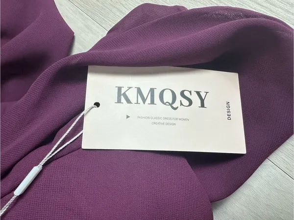 KMQSY V-Neck Ruched Evening Gown with High Leg Slit Plum Size 10 NWT - Image 11