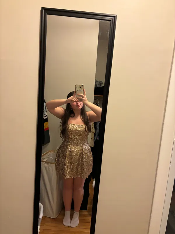 Lucy in the Sky Gold Dress Sequin Strapless - Image 4