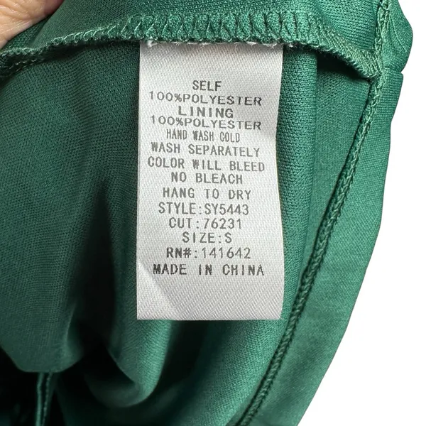 She + Sky‎ Donna Satin Mini Dress Emerald Green Collared Long Sleeve NWT Size S - Image 9