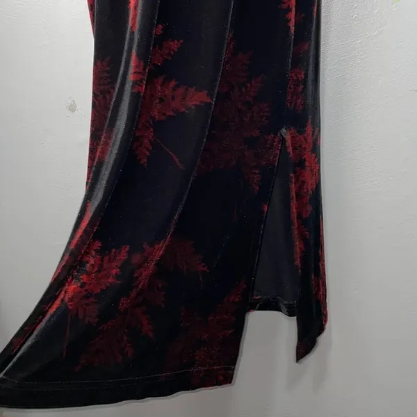 Vtg Teddi Evening Size 12 Black Red Velvet Maxi Dress Asian Oriental Whimsigoth - Image 4