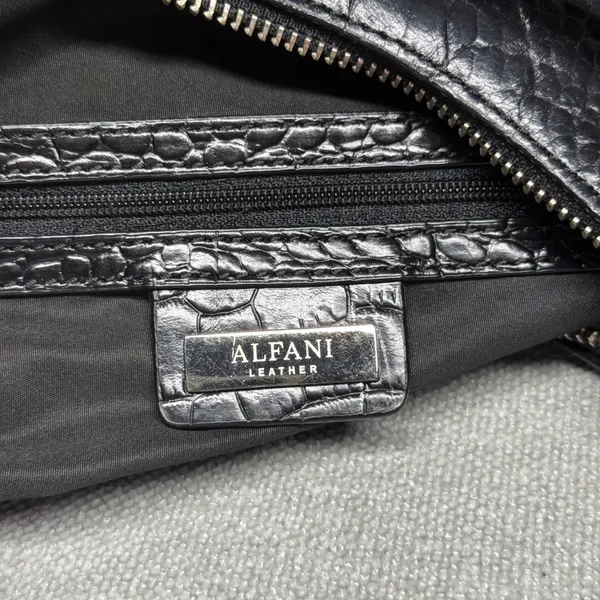 Alfani Black Croc Embossed Leather Shoulder Bag Greenwich Hobo‎ Purse - Image 7