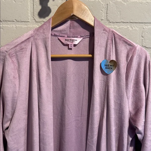 Juicy Couture robe Pink Long Cardigan with Pockets velvet velour purple small medium NEW - Image 2
