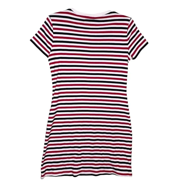 Tommy Hilfiger Dress Womens Small Multicolor Striped T Shirt Short Sleeve Pocket - Image 3