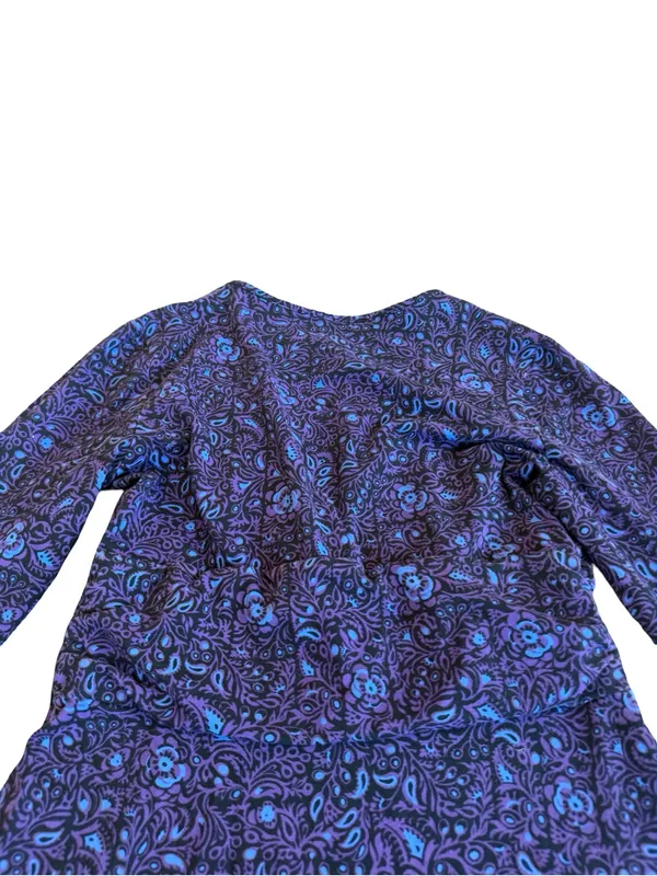 Patagonia Purple Blue Paisley Floral Dress Long Sleeve V Neck Fit Medium Women's - Image 9