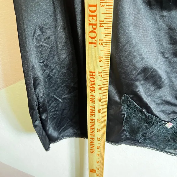 Vintage Black Slip Skirt Lace Trim Dark Coquette Whimsigoth Witchy Large‎ - Image 3