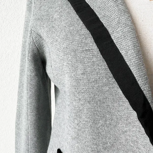 Gray Black Knit Blazer Suit Cardigan Sweater Jacket Size S - Image 6