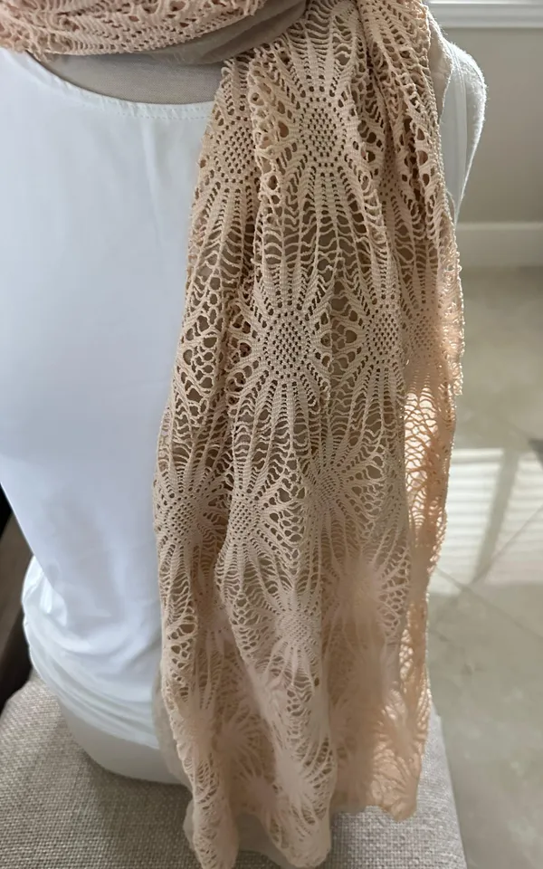 Crochet Scarf Tan - Image 2