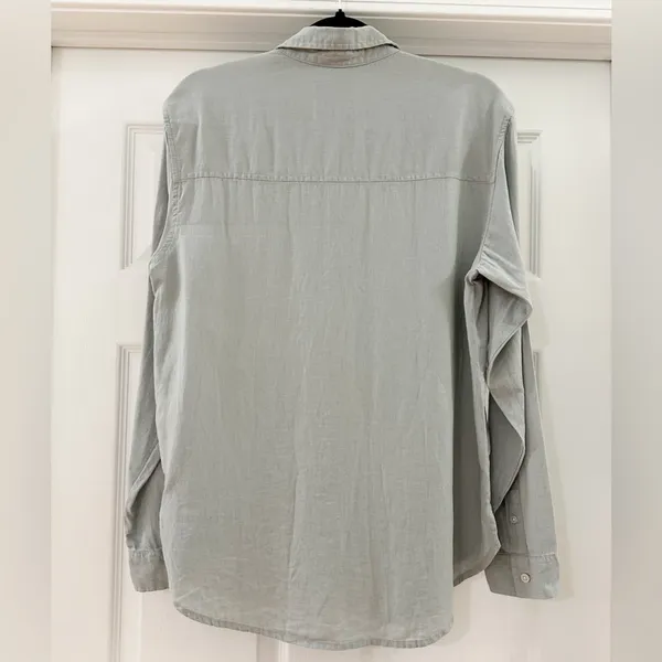 NWT Abercrombie & Fitch Boyfriend Linen Button Down Shirt Sage Green sz Medium - Image 2